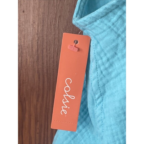 Colsie Women's Blue Textured Cotton Button Front Flowy Tank Top Size M NWT - Picture 4 of 7
